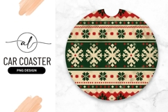 Christmas Patterned Round Car Coaster with Snowflake Product Image 1