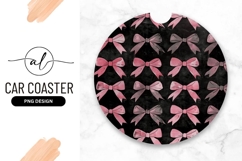 Pink and Gray Bows Pattern on Black Background Product Image 1