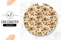 Floral Pattern For Round Car Coaster Png With Vintage Style Product Image 1