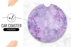 Abstract Purple Floral Round Car Coaster Design Png Product Image 1