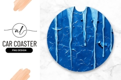 Round Car Coaster Png With Dripping Blue Paint And Cracked Product Image 1