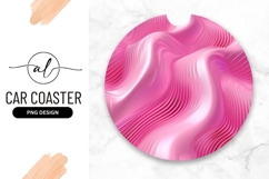 Pink Abstract Waves Round Car Coaster Png Product Image 1