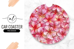 Pink Plumeria Flowers Background Round Car Coaster Png Product Image 1