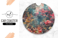 Abstract Coral Reef Illustration For Round Car Coaster Png Product Image 1