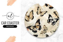 Butterfly Pattern Design For Round Car Coaster Png Product Image 1