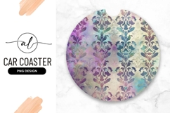 Round Car Coaster Png With Damask Pattern In Muted Pastel Product Image 1