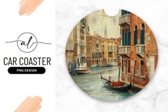 Round Car Coaster Png Featuring Venice Canal Gondola Product Image 1