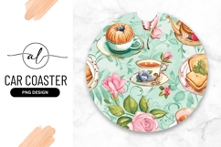 Watercolor Tea Party Illustration With Cupcake And Flowers Product Image 1