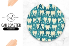 Dental Cartoon Pattern Round Car Coaster Png For Sublimation Product Image 1