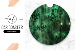 Round Emerald Car Coaster Png Featuring Gothic Chandeliers Product Image 1