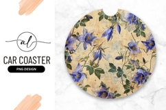 Blue Columbine Flowers On Aged Paper Texture Product Image 1
