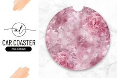 Pink Rose Floral Round Background For Car Coaster Png Design Product Image 1