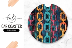 Grunge Painted Chain Circle Round Car Coaster Png Product Image 1
