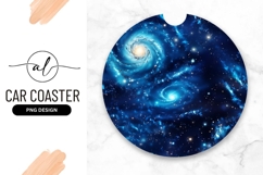 Twin Galaxies In Cosmic Round Car Coaster Product Image 1