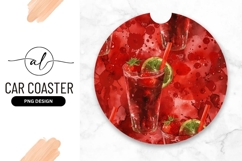 Strawberry Drink Round Car Coaster Png Product Image 1