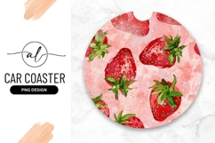 Strawberry Watercolor Pattern Design For Round Coaster Product Image 1