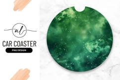 Green Galaxy Round Car Coaster Png Product Image 1