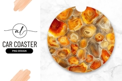 Orange Agate Gemstone Round Car Coaster Png Product Image 1