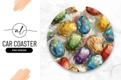 Colorful Easter Eggs Painted Round Car Coaster Product Image 1