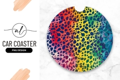 Rainbow Gradient Dotted Circle Round Car Coaster Png Product Image 1