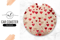 Hearts Pattern Round Car Coaster Png Product Image 1