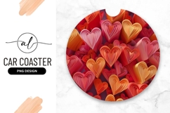 Layered Paper Heart Round Car Coaster Png Product Image 1