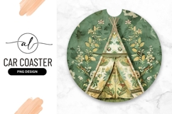 Floral Tent Design Round Car Coaster Png Product Image 1