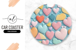 Pastel Hearts Colorful Round Car Coaster Png Product Image 1
