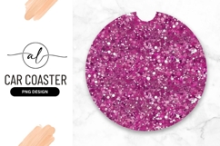 Pink Glitter Round Car Coaster Png Design Product Image 1