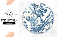Blue Chinoiserie Round Car Coaster Png Design Product Image 1