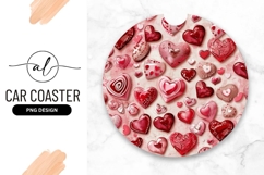 Pink And Red Hearts Round Car Coaster Png Product Image 1