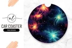 Colorful Space Nebula Art Round Car Coaster Product Image 1