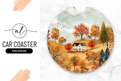 Autumn Landscape Round Car Coaster Png Product Image 1
