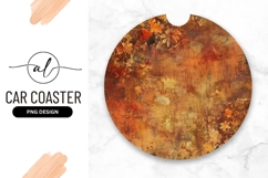 Autumn Floral Round Car Coaster Png Design Product Image 1