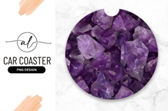 Amethyst Crystal Stone Round Car Coaster Png Product Image 1