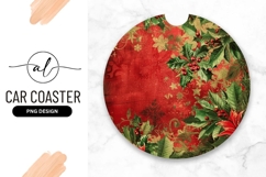 Round Car Coaster Christmas Floral Design Png Product Image 1