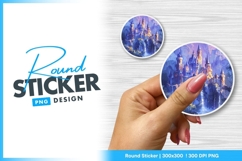 Fairytale Castle Illustration on a Round Sticker Png Product Image 1