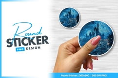 Cinderella Castle Scene with Princess on round sticker png Product Image 1