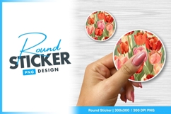Colorful Tulip Flowers on Cream Round Sticker Png Product Image 1