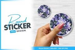Columbine Flowers with Purple and White Round Sticker Png Product Image 1