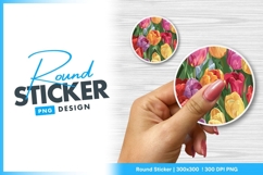 Colorful Tulip Flowers in a Round Sticker Png Product Image 1