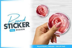Close Up of a Pink Rose Flower in a Round Sticker Png Product Image 1