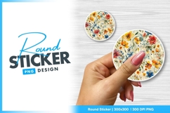 Watercolor Floral Arrangement in a Round Sticker Png Product Image 1
