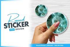 Turquoise Paper Flowers in a Round Sticker Png Product Image 1
