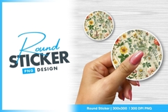 Floral Botanical Illustration with Various Round Sticker Png Product Image 1