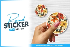 Colorful Floral Pattern in a Round Sticker Png Product Image 1