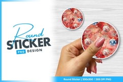 Watercolor christmas ornaments on red round sticker png Product Image 1