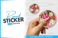 Colorful Tulip Flowers in a Round Sticker Png Design Product Image 1
