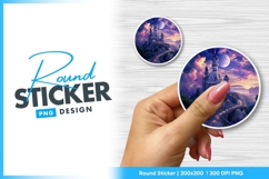 Fairytale Castle on a Mountain Path Under Round Sticker Png Product Image 1