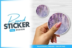Watercolor wisteria floral round sticker png image Product Image 1